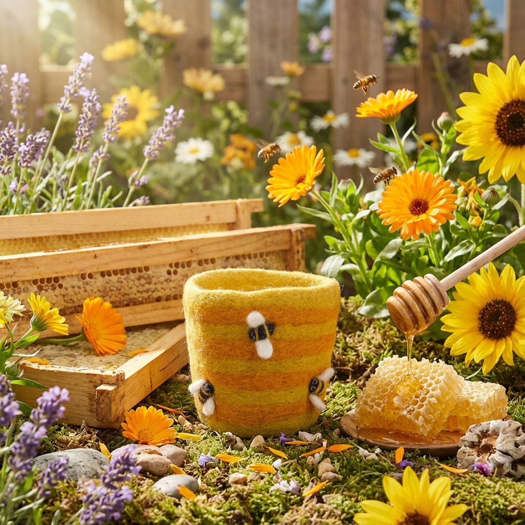 Felt Honey Bee Plant Pot Home Decoration