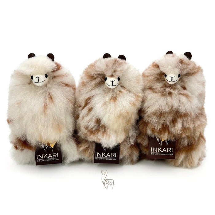Snow Leopard INKARI Limited Edition alpaca stuffed animal — small 23 cm size, soft fluffy alpaca wool