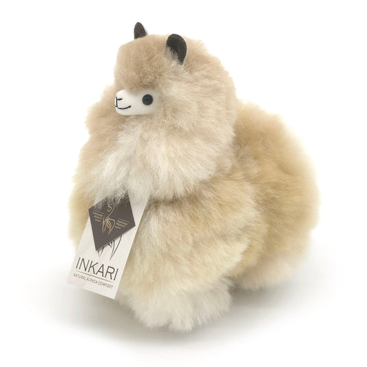 Sahara INKARI Natural alpaca stuffed animal — small 23 cm size, soft fluffy alpaca wool