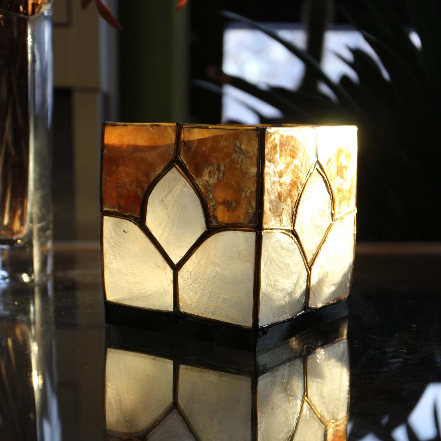 Capiz Tealight Candle Holder | Geometric -Square-RAUHA Crafts-RAUHA Crafts