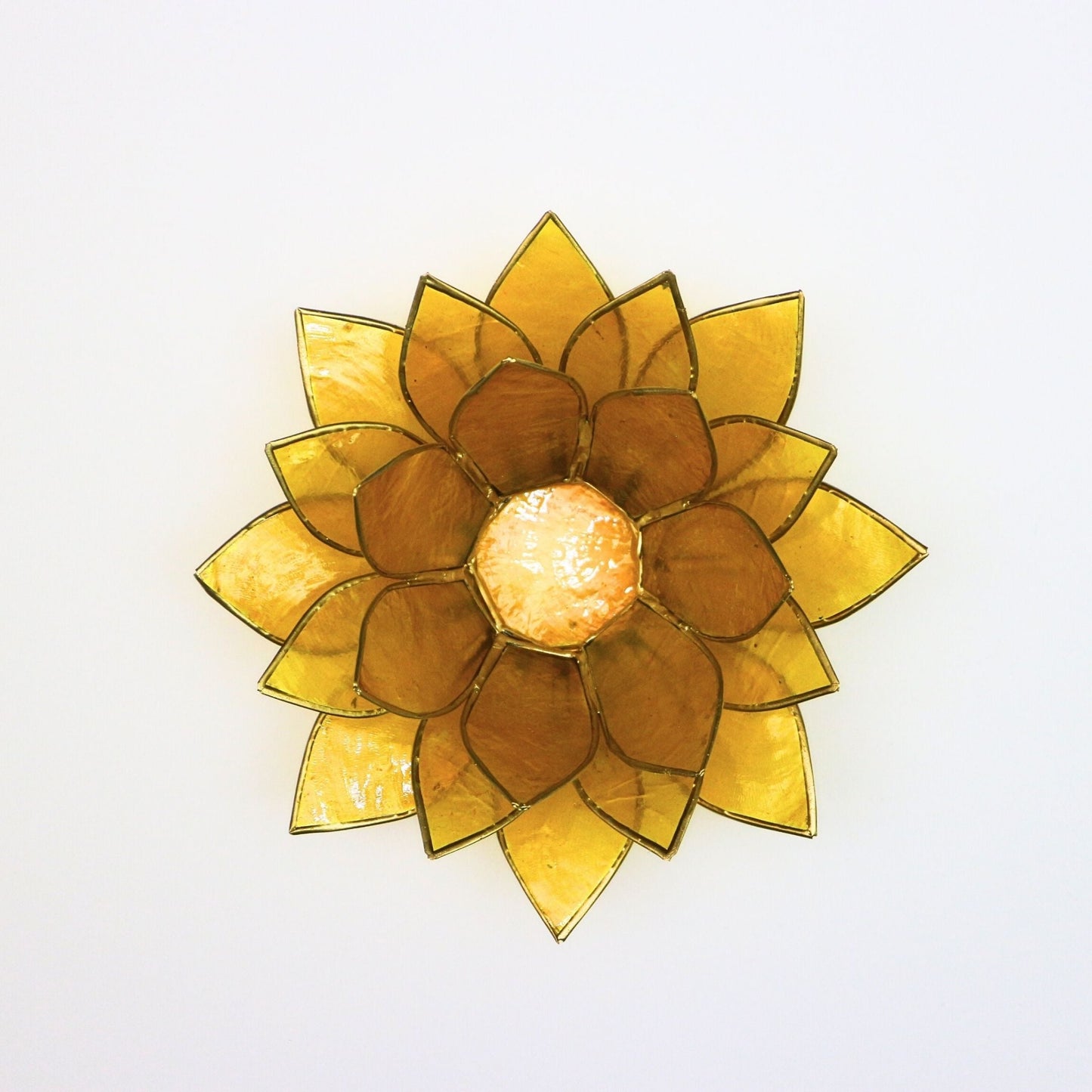 Capiz Tealight Candle Holder | Lotus - Large - Yellow-RAUHA Crafts-RAUHA Crafts
