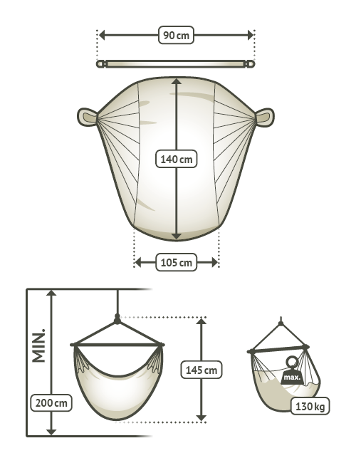 Organic Cotton Basic Hammock Chair | La Siesta - Habana Basic - Latte