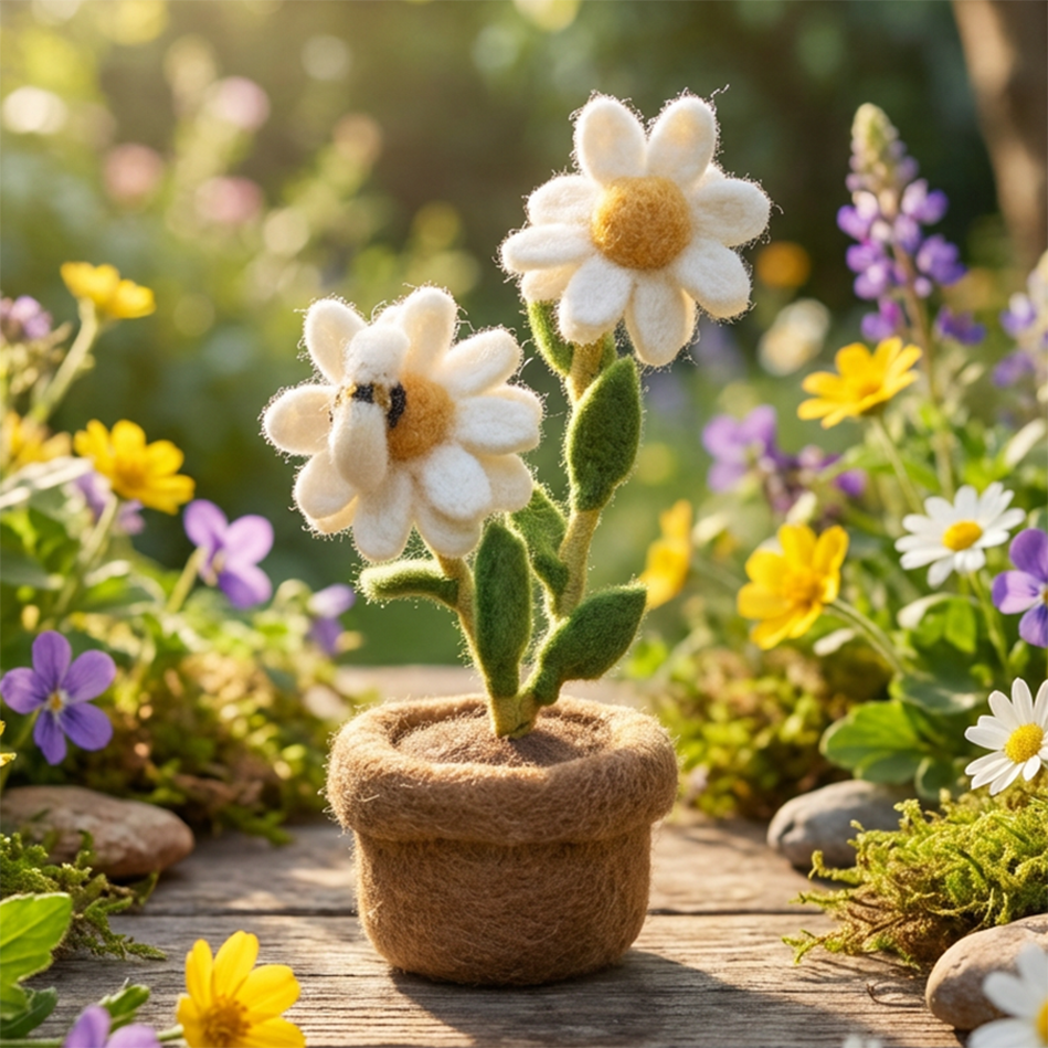 Felt Dazy Daisy Standing Spring flower Decoration