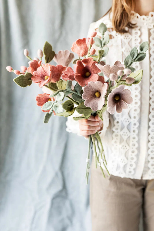 Felt Wool Flower | Gry & Sif - Hollyhock Dusty Red