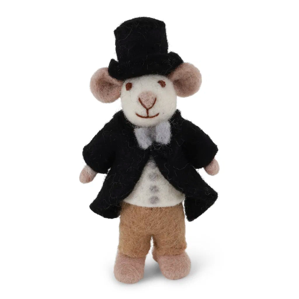 Felt Wool Mouse | Gry & Sif - Small White Mouse Groom