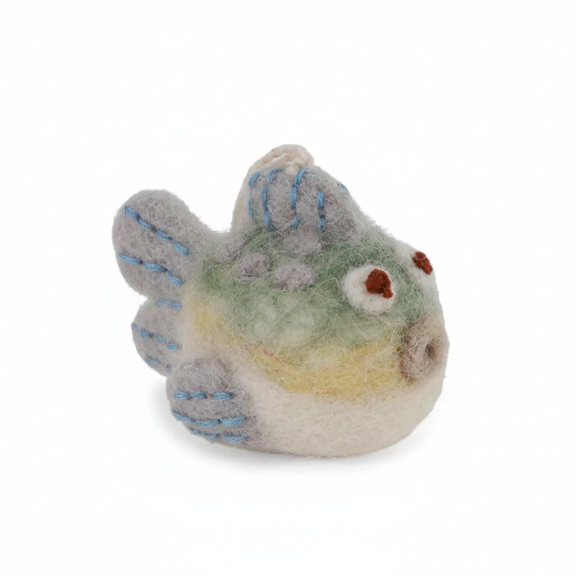 Felt Wool Fish | Gry & Sif - Puffer Fish Green Grey