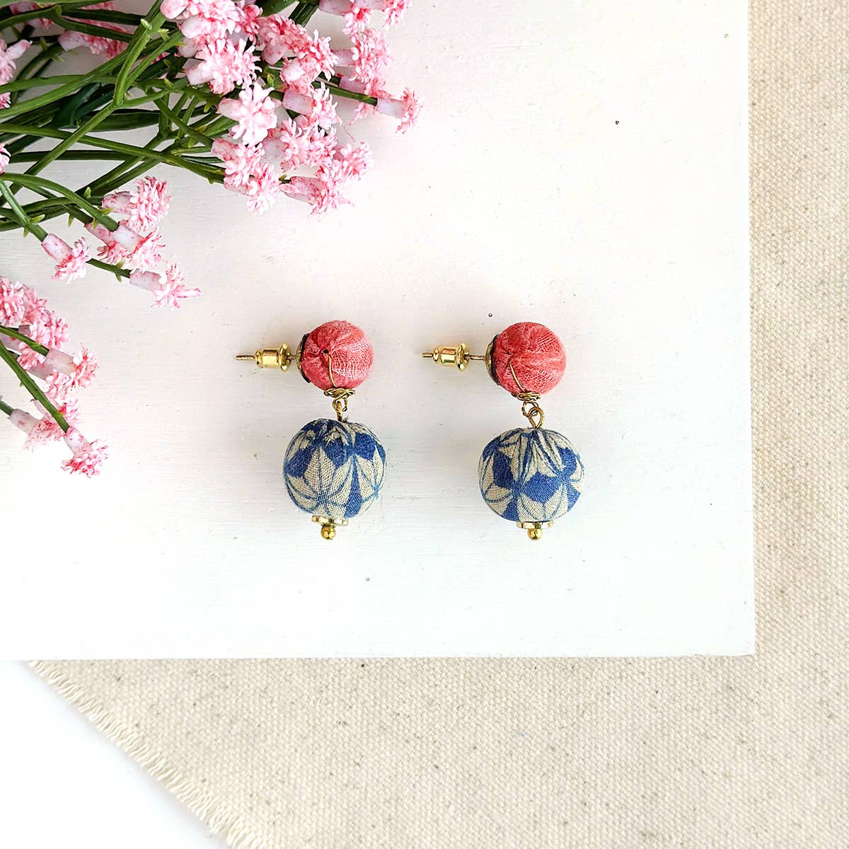 Handmade Kantha Betty Drop Earrings by WorldFinds