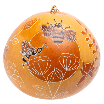 Gourd Ornament | Bees & Wild Flowers - Natural Gift