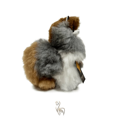 Light Grey Calico INKARI Limited Edition alpaca stuffed animal — small 23 cm size, soft fluffy alpaca wool