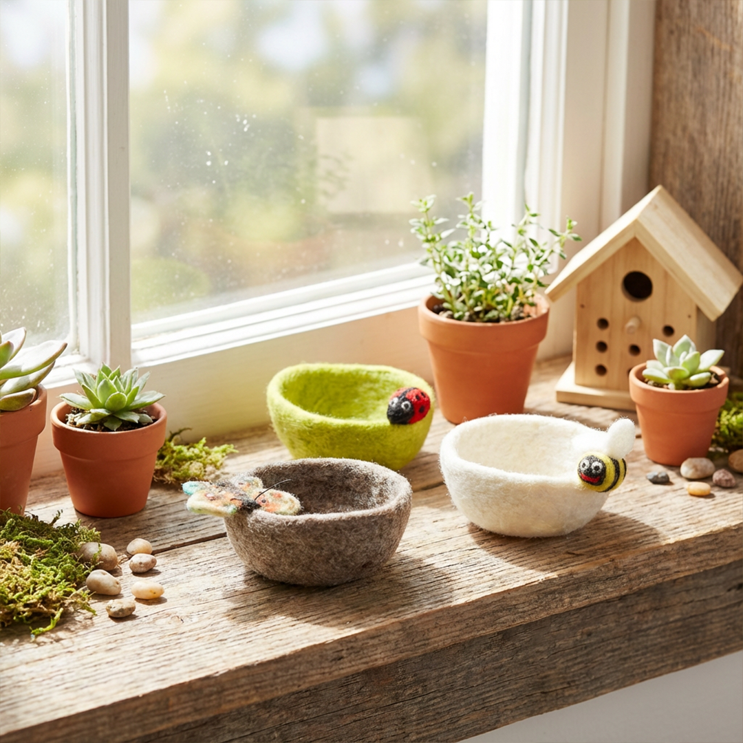 Felt Garden Bugs Trinket Dish Home Decoration