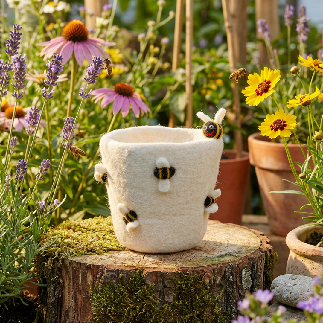Felt Honey Bee Plant Pot Home Decoration