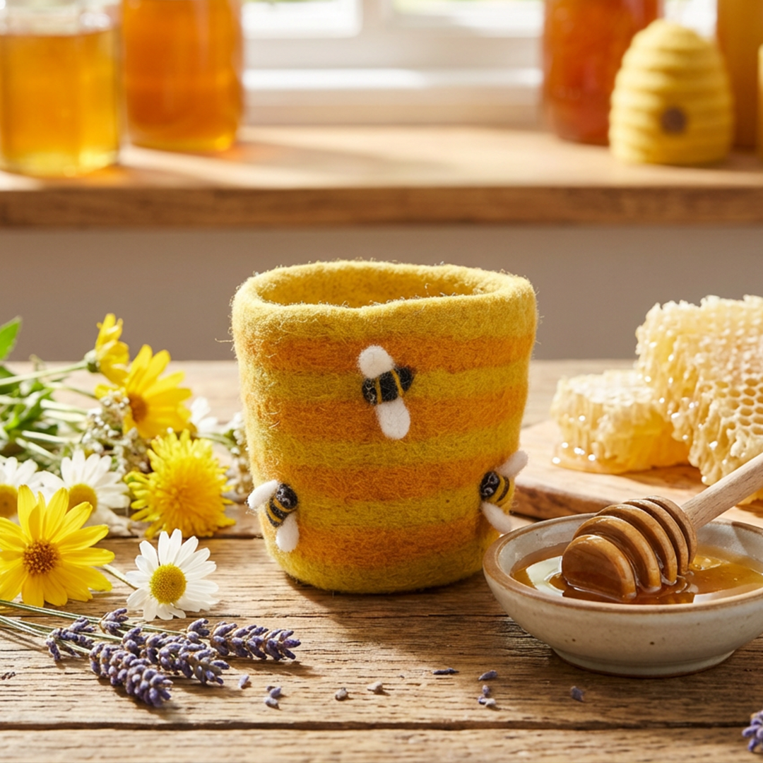 Felt Honey Bee Plant Pot Home Decoration