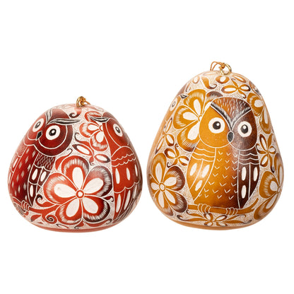 Gourd Ornament | Owl Trio Laced Bird