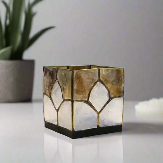 Holder na świeczki typu tealight Capiz | Geometryczny - Kwadrat
