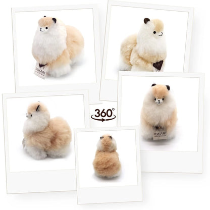 Vanilla INKARI Natural alpaca stuffed animal — small 23 cm size, soft fluffy alpaca wool