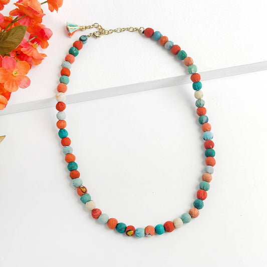Handmade Kantha Capri Classic Necklace by WorldFinds