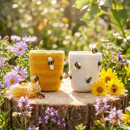 Felt Honey Bee Plant Pot Home Decoration