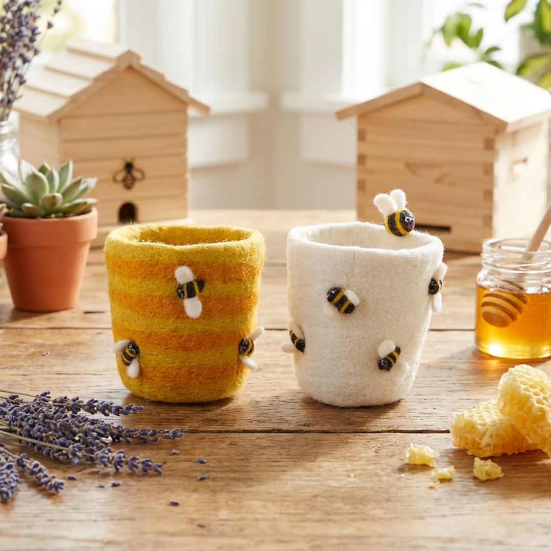 Felt Honey Bee Plant Pot Home Decoration