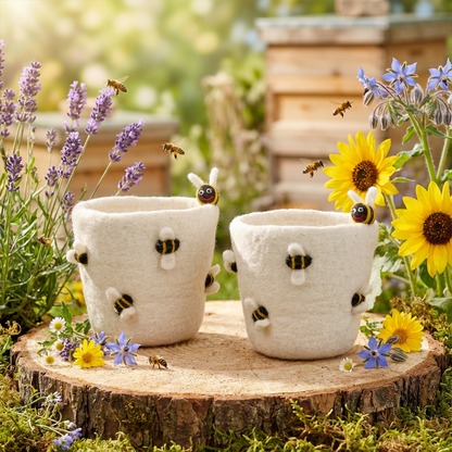 Felt Honey Bee Plant Pot Home Decoration
