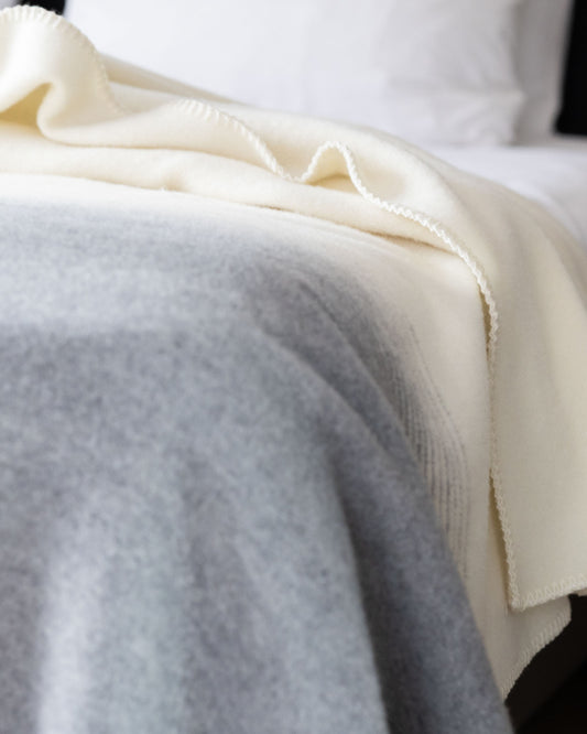 Merino/Cashmere Luxury Double Bed Blanket | MoST - Ivory Mist